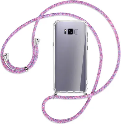 Produktbild von Handykette Backcover-Schutzhülle mit Band (Metall silberfarben) für Samsung Galaxy S8 Plus - lila/rosa/blau