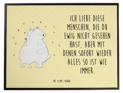 Produktbild von Mr. & Mrs. Panda Schreibunterlage Eisbär Umarmen - Gelb Pastell - Geschenk, schreibtischauflagen, schreibauflage, Schreibtischauflage, schreibtischunterlagen