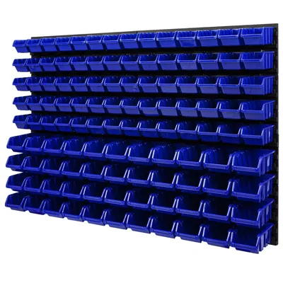 Obrázok produktu pre Sada stohovacích boxov 4x nástenný policový úložný systém 114 boxov 1152 mm x 780 mm