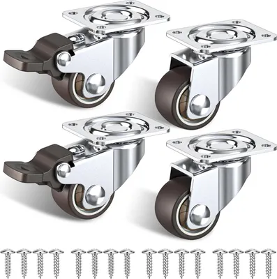 Produktbild von Set von 4 Möbelrollen 25 mm, 40 kg Tragfähigkeit, mit Bremse, für Möbel