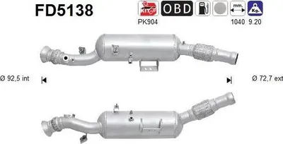 Produktbild von AS FD5138 Dieselpartikelfilter Rußpartikelfilter DPF passend für MERCEDES-BENZ SPRINTER 3,5-t Kasten (906) Euro 5 Abgasanlage Diesel