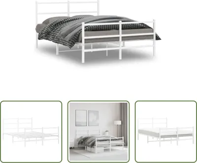 Produktbild von The Living Store Bettgestell mit Kopf- und Fußteil Metall Weiß 140x200 cm
