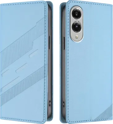 Immagine prodotto di Custodia per Samsung Galaxy S25 Edge - Cover portafoglio Phonesta Embossed Lines - Blu chiaro