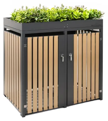 Obrázek produktu pro Westmann kovový box na odpadky Planta 2x240 L box na odpadky se stříškou na květináč 84x134x124 cm