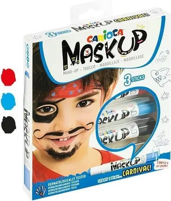 Productafbeelding van Carioca Carnaval Make-up, gezichtsverf, meerkleurig, voor jongens/meisjes, 3 stuks