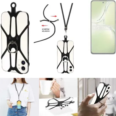 Produktbild von K-S-Trade 3in1 Handykette Handyband Handykordel Halsband Smartphone-Ring Handy-Ring kompatibel mit Oppo K12x 5G PJT110 Fingerhalterung Handyring