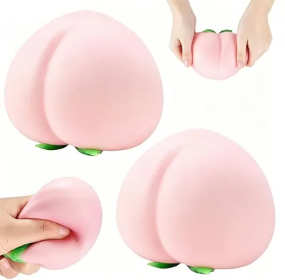 Produktbild von 2pcs Pfirsich-Quetschspielzeug,langsame Rückstellung,stressabbauendes Spielzeug,saftiger Pfirsich,schnelle Rückstellung,beruhigendes Fingerspielzeug