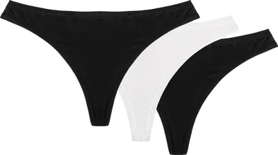 Produktbild von Wolbar Dame String 3er Pack Musterlos Glatt Bund Unterwäsche WB159 , schwarz-schwarz-weiß, M