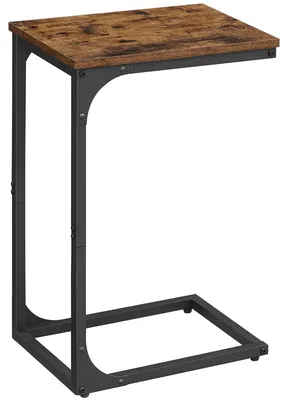 C-förmiger Beistelltisch, 40x30x62 cm, Metallrahmen, braun-schwarz