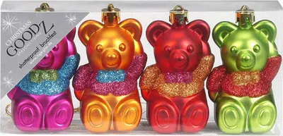 Zdjęcie produktu dla Inge‘s Christmas Decor 81138 G136, Zestaw ozdób świątecznych, Plastik, Wielobarwny, 4 szt., Pudełko, 80 mm