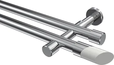 Produktbild von Interdeco Gardinenstange / Vorhangstange Chrom, Typ Prestige Verano (Schräge Bicolor) ohne Ringe, 20 mm Ø 2-läufig, 520 cm