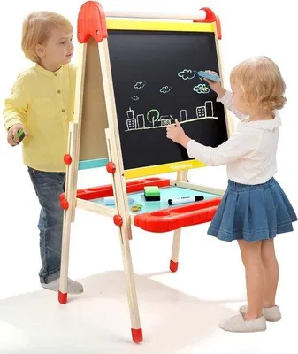 Immagine prodotto di Tavolo da disegno per bambini - bianco - regolabile - 2-8 anni - con vano portaoggetti