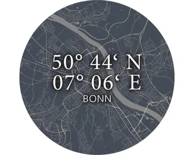 Produktbild von Glasbild Bonn Koordinaten II Ø 20 cm