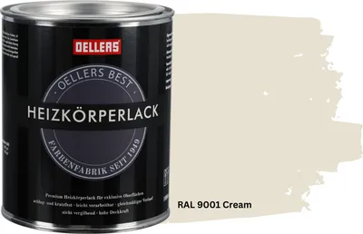 Produktbild von OELLERS Premium Heizkörperlack 1L – RAL 9001 Cremeweiß | Heizkörperfarbe & Heizungsfarbe | Hochdeckender Heizungslack | Hitzebeständig & langlebig