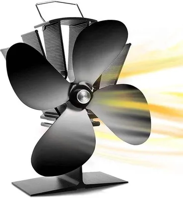 Image de Ventilateur pour poêle à bois - Ventilateur pour poêle à bois à 4 pales, 60 °C/140 °F, démarrage rapide, mode silencieux, améliore la circulation de la chaleur, économe en énergie