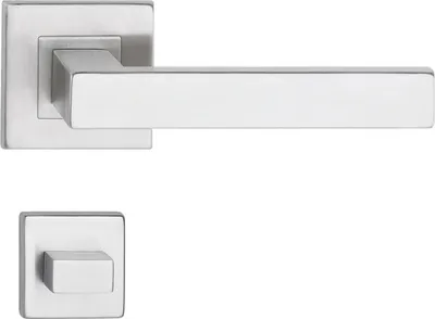 Produktbild von Türklinke Edelstahl Türdrücker Türgriff Türbeschlag Rosettengarnitur Topaz WC Eckig Kurzschild