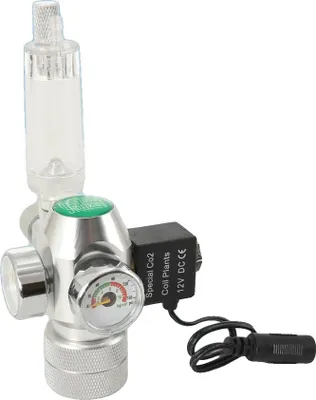 Immagine prodotto di Regolatore di pressione CO2, design compatto in metallo e plastica, valvola solenoide inclusa, compatibile con le bottiglie Sodastream, contabolle integrato, valvola di non ritorno per la protezione dell'acqua