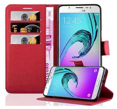Obrázok produktu pre Cadorabo Puzdro pre Samsung Galaxy J7 2016 Ochranné puzdro v červenej farbe Puzdro na mobil s magnetickým zatváraním