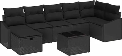Image de Ensemble de canapés VidaXL avec coussins et rangement, 8 pièces, en polyrotin