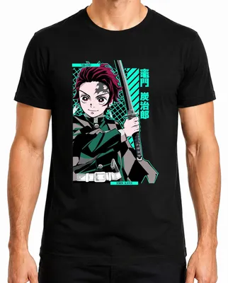 Obrázok produktu pre Tanjiro Demon Slayer Kamado Sword Anime Manga Darček Cosplay Pánske tričko, čierne, XL