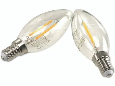 Produktbild von 2 x Philips LED Filament Leuchtmittel Kerze 2W = 25W E14 klar 250lm warmweiß 2700K