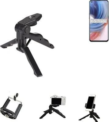 Produktbild von K-S-Trade Stativ Tisch-Ständer Dreibein Handy-Stativ Ständer kompatibel mit Oppo K9 Pro 5G Mini-Stativ Smartphone Tripod Handy-Stativ aus Plastik