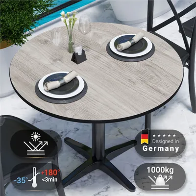 Produktbild von COMPACT | Gastro HPL Tischplatte | Ø 70 cm | Eiche-Weiß | Rund | Gastro HPL Tischplatte