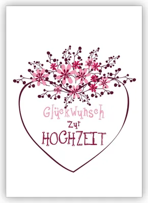 Produktbild von Wunderschöne Hochzeitskarte mit Blümchen und Herz: Glückwunsch zur Hochzeit