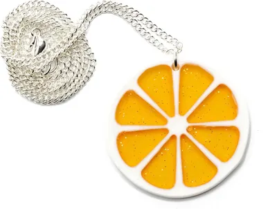 Produktbild von Orangenscheibe Orange Kette Halskette 45cm Miniblings Zitrone Frucht orange