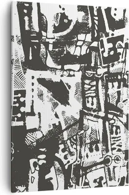 Produktbild von Bild auf Leinwand - Leinwandbild - Einteilig - Schwarzweiß Figuren Abstraktion - 70x100cm - Wand Bild - Wandbilder - Leinwanddruck - Wanddekoration - Leinwand bilder - Wandbild - PA70x100-5125