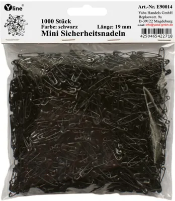 Image de Épingles de sécurité, 1000 pièces, 19 mm, noires, pour vêtements