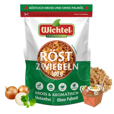 Produktbild von WICHTEL Röstzwiebeln 500g - Kross & Aromatisch, Glutenfrei, Ohne Palmöl