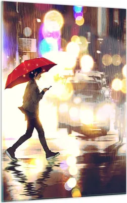 Produktbild von Bilder auf glas - Einteilig - Stadt Straße Nacht - 50x70cm - Glasbilder - Wandbilder - Bilder - zum Aufhängen bereit - Wanddekoration aus Glas - Glas Bilder - Wandbild auf Glas - GPA50x70-4016