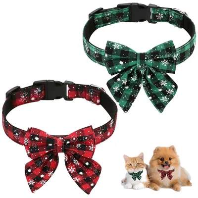 Image de 2 colliers pour chats et chiens avec nœud amovible