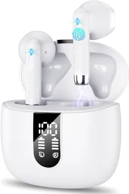 Zdjęcie produktu dla Bezprzewodowe słuchawki douszne Bluetooth 5.3 z mikrofonem CVC8.0, słuchawki douszne z redukcją szumów 40H i stereo 14,2 mm, 2023 Nowość
Z wodoodpornością IP7