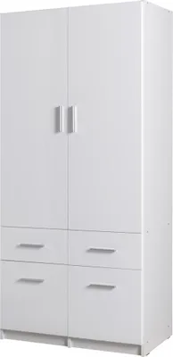 Obrázek produktu pro Kombinovaná šatní skříň 92 cm FUNZA 3 - alpská bílá / lesklá bílá