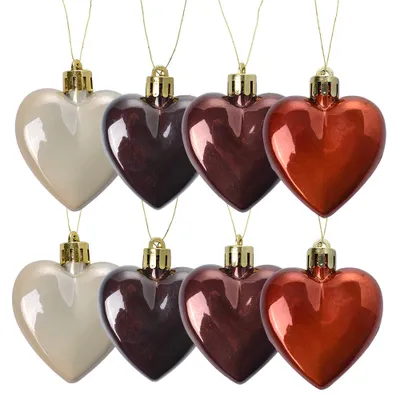 Produktbild von Clayre & Eef Weihnachtskugel 8er Set Herz 5 cm Mehrfarbig Kunststoff