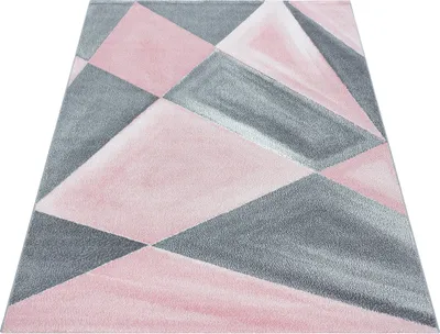 Produktbild von Teppich Läufer Wohnzimmer Pink 80x250 Geometrisches Design aus Polypropylen