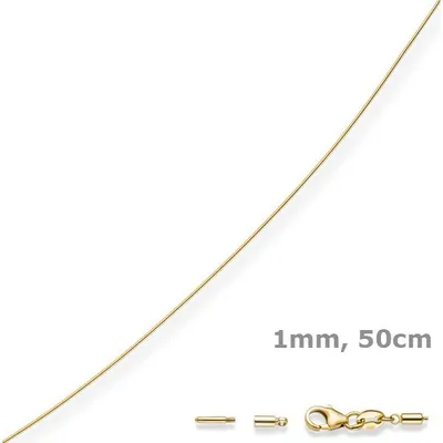 Produktbild von 1mm Halsreif Omegareif Omegakette 585 Gold Gelbgold Goldkette 50cm abschraubbar
