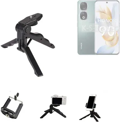 Produktbild von K-S-Trade Stativ Tisch-Ständer Dreibein Handy-Stativ Ständer kompatibel mit Honor 90 Mini-Stativ Smartphone Tripod Handy-Stativ aus Plastik schwarz