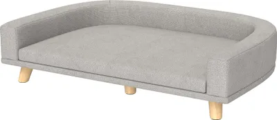Produktbild von Hundesofa für große Hunde bis 30 kg, gepolstert mit Kiefernholzbeinen, 98x67x25 cm, grau - Bequemes Hundebett für XXL-Hunde