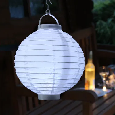 Produktbild von LED Lampion - kaltweiße LED - D: 20cm - Montagehaken - Batteriebetrieb - weiß