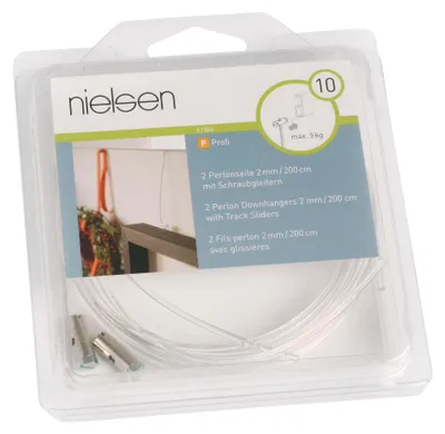 Produktbild von nielsen Perlonseil 2m inkl. Schraubgleiter für Galerieschiene (2 Stück/Packung)