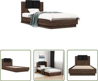 Produktbild von The Living Store Bettgestell mit Kopfteil Braun Eichen-Optik 100x200 cm