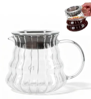 Glas Kaffeekanne 300 ml, Borosilikatglas, Kaffeeserver, Teekanne