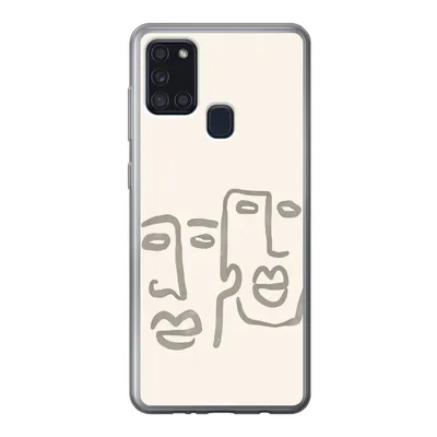 Produktbild von MuchoWow® Handyhülle Schutzhülle Hülle für Samsung Galaxy A21s Gesicht - Abstrakt - Strichzeichnung Silikon Softcase Handy Hülle - Hartschale