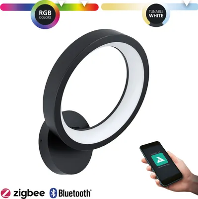 Zdjęcie produktu dla Eglo Connect LED kinkiet Marghera-Z czarny 30,5 x 27 cm z możliwością ściemniania