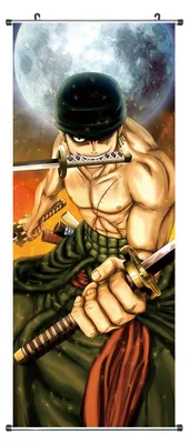 Zdjęcie produktu dla One Piece scroll picture / Kakemono z tkaniny | plakat 100x40cm | motyw: Lorenor Zorro