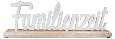 Produktbild von Gilde Schriftzug, "Familienzeit", Aluminium, Mangoholz, weiß, VE 3, L. 5 cm, B. 43 cm, H. 15 cm 51719 4063387517192