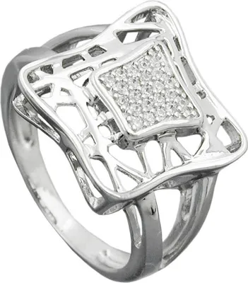 Produktbild von Ring Damenring Viereck mit Zirkonia weiß 925 Silber Innenumfang 54mm Ø17.2mm